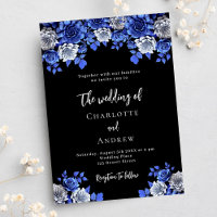 Black royal blue florals luxury wedding