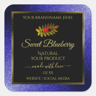 Black Royal Blue Glitter Product Labels Ladybug