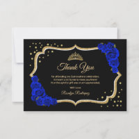 Black Royal Blue Gold Quinceanera