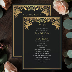 Black Royal Lion Mediaeval Sword Wedding Program Programme