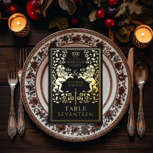 Black Royal Mediaeval Lion Wedding  Foil Table Car