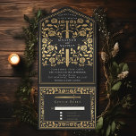 Black Royal Mediaeval Sword Wedding  All In One Invitation<br><div class="desc">Celebrate your special day with this Royal Mediaeval Sword Wedding design. The design on the back of the invite is NOT real gold foil. You can customise this further by clicking on the "PERSONALIZE" button.</div>