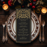 Black Royal Mediaeval Sword Wedding Flat Menu<br><div class="desc">Celebrate your special day with this Royal Mediaeval Sword Wedding design. Gold featured in this design is not real foil. You can customise this further by clicking on the "PERSONALIZE" button. For further questions please contact us at ThePaperieGarden@gmail.com.</div>