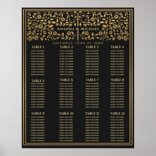 Black Royal Mediaeval Sword Wedding Seating Chart