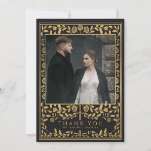 Black Royal Mediaeval Sword Wedding Thank You Card