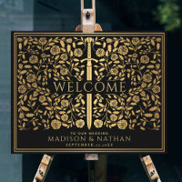 Black Royal Mediaeval Sword Wedding Welcome Sign