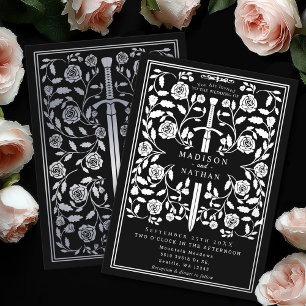 Black Royal Medieval Silver Sword Wedding