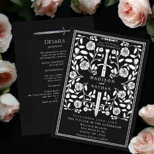 Black Royal Medieval Silver Sword Wedding Details