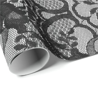 Black Royal Vintage Floral Vintage Lace Wrapping Paper