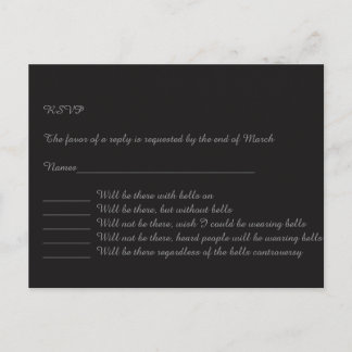 Black RSVP funny Invitation Postcard
