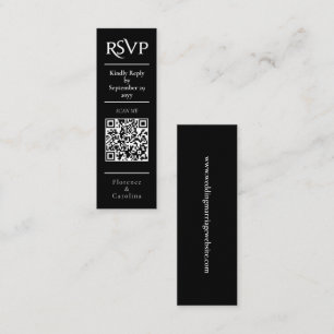 Black RSVP QR Code Wedding Budget Enclosure Card