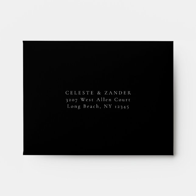 Black RSVP Return Address Envelope (Front)
