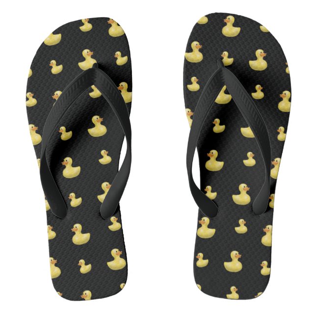 Black rubber duck pattern flip flops (Footbed)