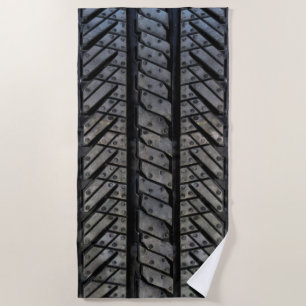 Black Rubber Tire Thread Automotive Theme Decor Beach Towel