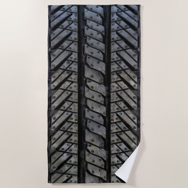Black Rubber Tire Thread Automotive Theme Decor Beach Towel (Front)
