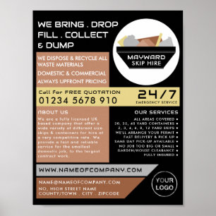 Black Rubbish Skip, Skip/Dumpster Company Poster