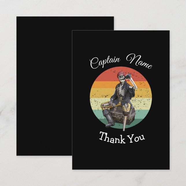 Black Rum Skeleton Party Pirate   Thank You Card (Front/Back)