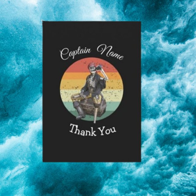 Black Rum Skeleton Party Pirate   Thank You Card (Send heartfelt thanks with our Black Rum Skeleton Party Pirate Thank You Card)