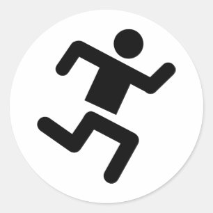 black runner athletics sprinter run classic round sticker