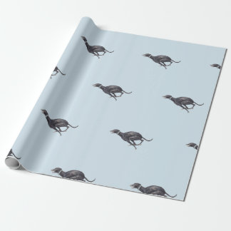 Black Running Greyhound Dog Art Wrapping Paper
