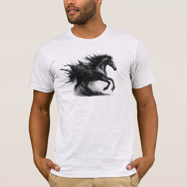 Black Running Horse Graphic T-Shirt (Front)