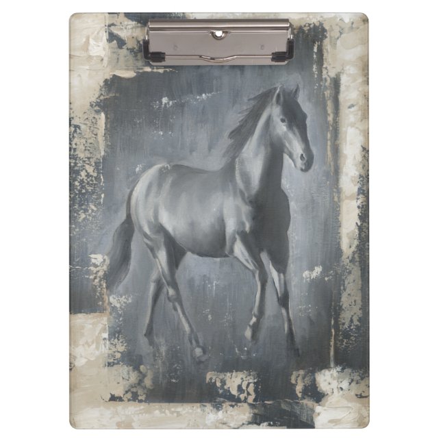 Black Running Stallion Clipboard (Front)