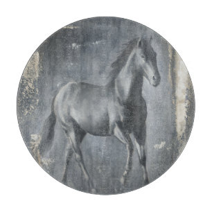Black Running Stallion Cutting Board