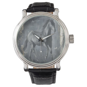 Black Running Stallion Watch