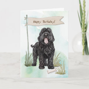 Black Russian Terrier Breed Under Birthday Sign Card