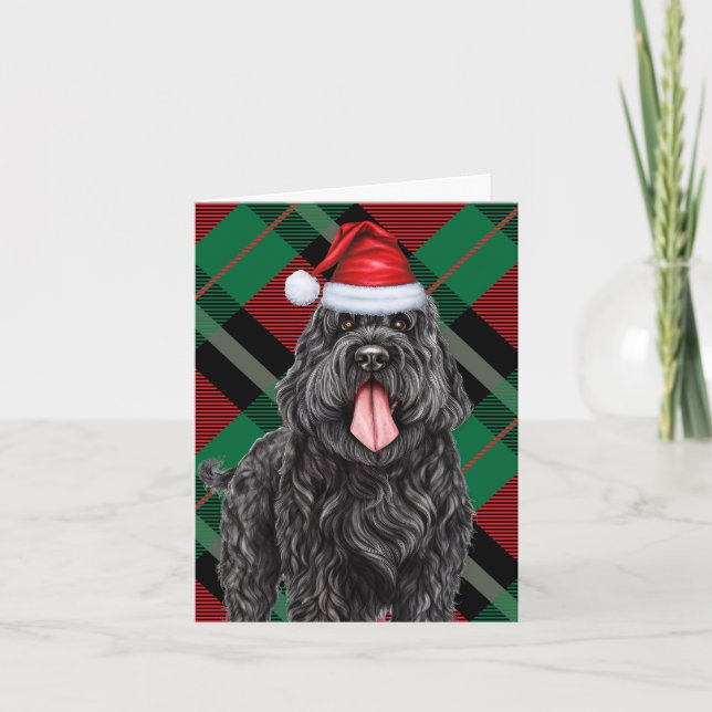 Black Russian Terrier Dog Christmas Holiday Plaid (Front)