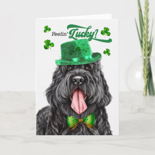 Black Russian Terrier Dog Lucky St Patrick's Day Holiday Card