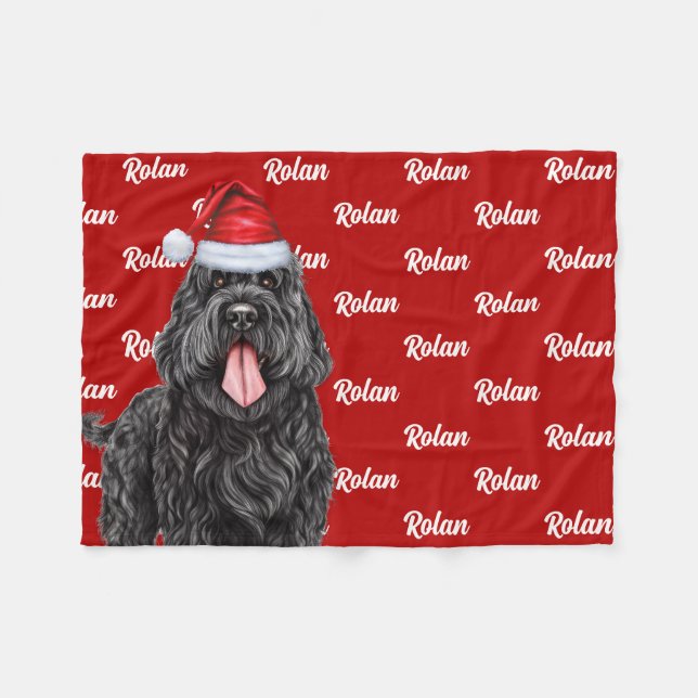Black Russian Terrier Dog Name Christmas Holiday Fleece Blanket (Front (Horizontal))