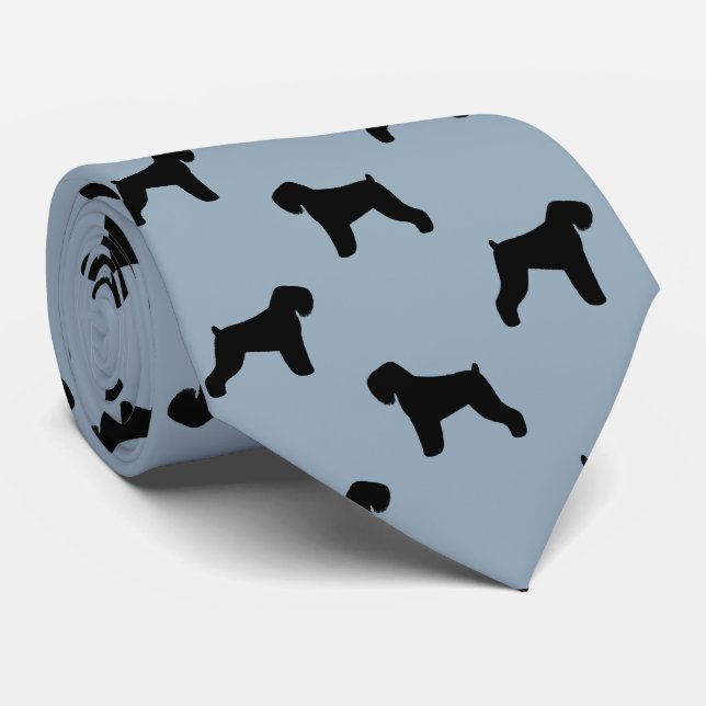 Black Russian Terrier Dog Silhouettes Pattern Tie (Rolled)