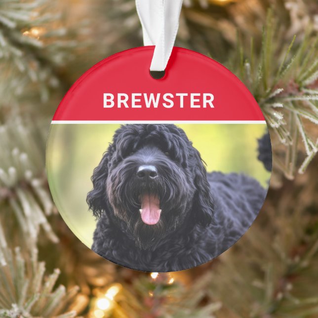 Black Russian Terrier Dog's Name Photo Christmas Ornament (Tree)