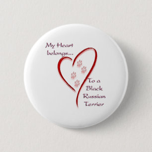 Black Russian Terrier Heart Belongs 6 Cm Round Badge