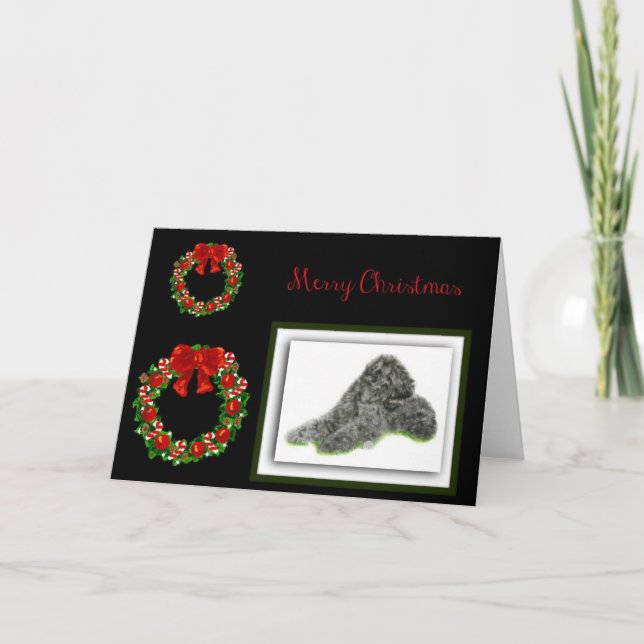 Black Russian Terrier Holiday Card (Front)