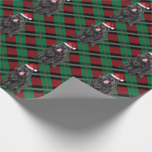 Black Russian Terrier Holiday Plaid Christmas Wrapping Paper