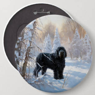 Black Russian Terrier Let It Snow Christmas  6 Cm Round Badge