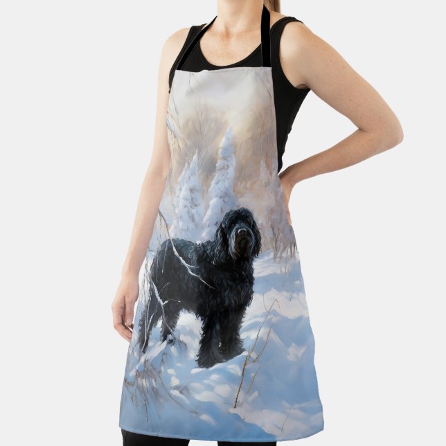 Black Russian Terrier Let It Snow Christmas  Apron (Insitu)