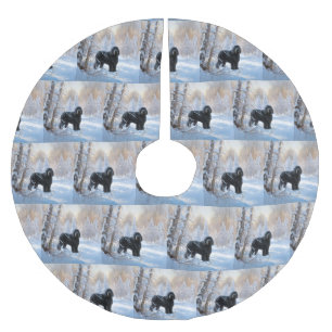 Black Russian Terrier Let It Snow Christmas  Brushed Polyester Tree Skirt