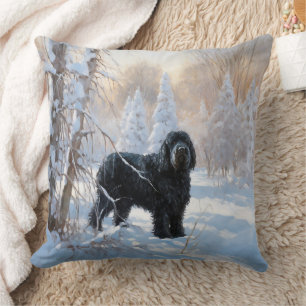 Black Russian Terrier Let It Snow Christmas  Cushion