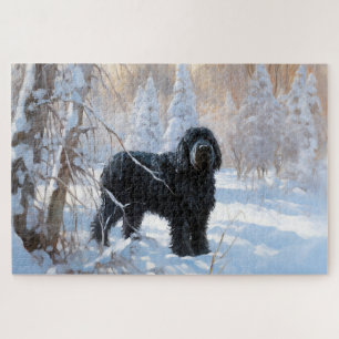 Black Russian Terrier Let It Snow Christmas  Jigsaw Puzzle