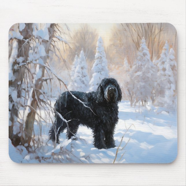 Black Russian Terrier Let It Snow Christmas  Mouse Mat (Front)