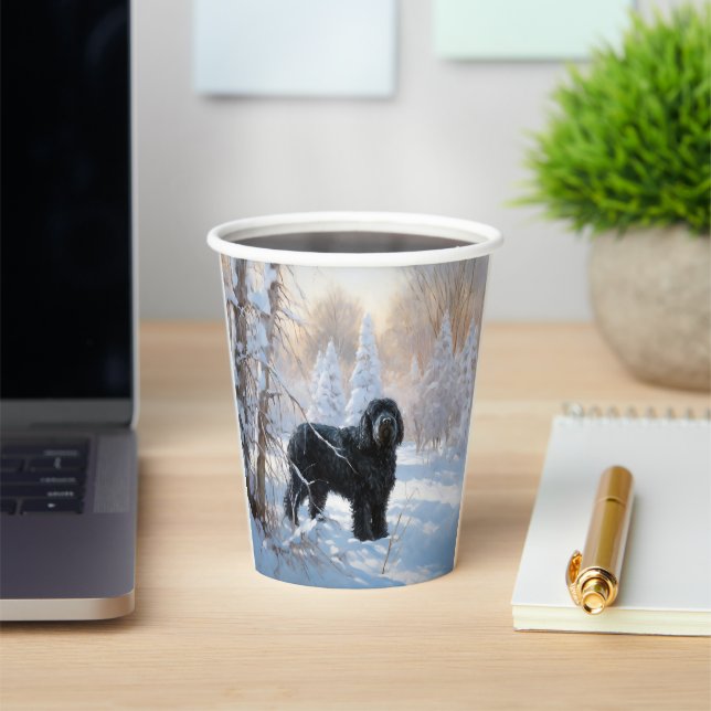 Black Russian Terrier Let It Snow Christmas  Paper Cups (Insitu)
