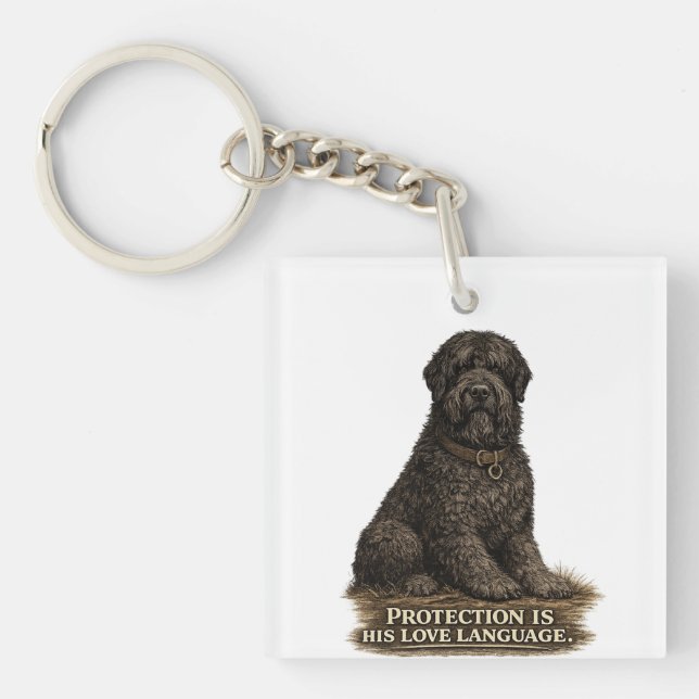 Black Russian Terrier – Love Language Key Ring (Front)