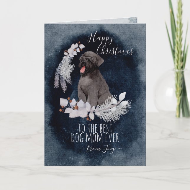 Black Russian Terrier Mum Christmas Holiday Card (Front)