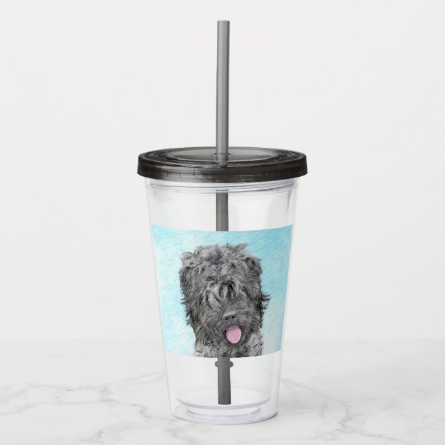 Black Russian Terrier Painting - Cute Original Dog Acrylic Tumbler (Front)