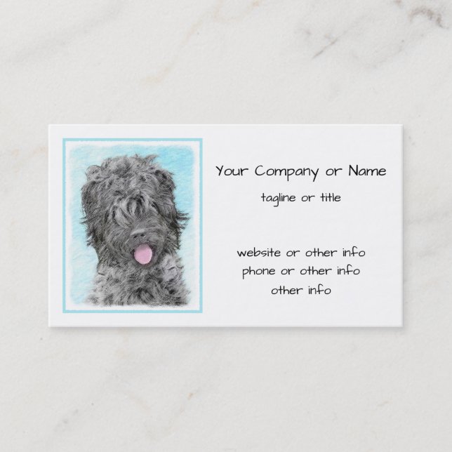Black Russian Terrier Painting - Cute Original Dog Business Card (Front)