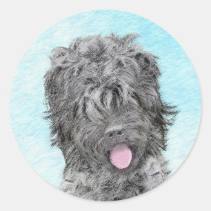 Black Russian Terrier Painting - Cute Original Dog Classic Round Sticker