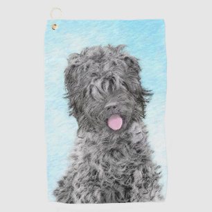 Black Russian Terrier Painting - Cute Original Dog Golf Towel